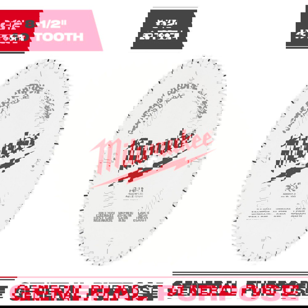 Wet & Dry-Cut Saw Blades; Blade Diameter (Inch): 8-1/2 ; Blade Material: Carbide ; Blade Thickness (Decimal Inch): 0.0650 ; Arbor Hole Diameter (Inch): 5/8 ; Number of Teeth: 40 ; Arbor Style: Round